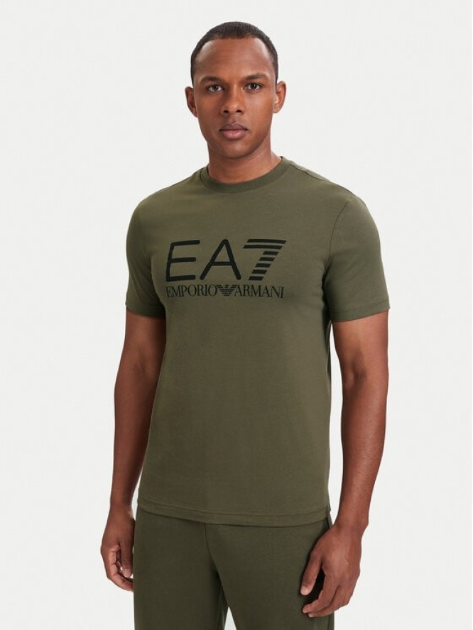 EA7 Emporio Armani T-Shirt 7M001412 AF22264 U7014 Zielony ciemny Regular Fit