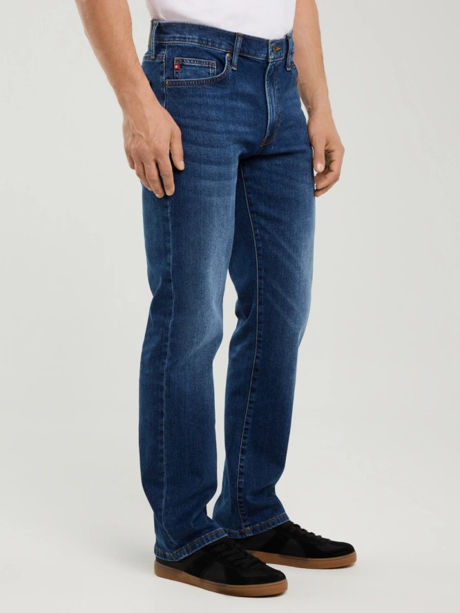 Jeansy męskie z prostą nogawką granatowe Trent 481