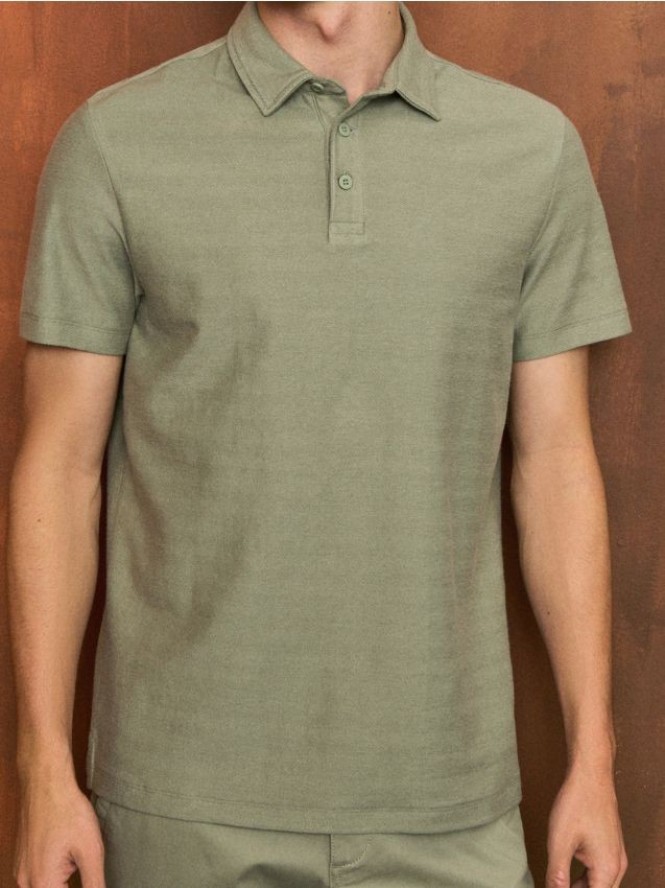 Bawełniana koszulka polo basic - khaki