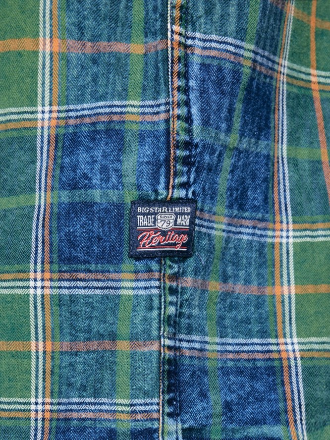 Koszula męska bawełniana w kratę zielono-granatowa Merowi 304