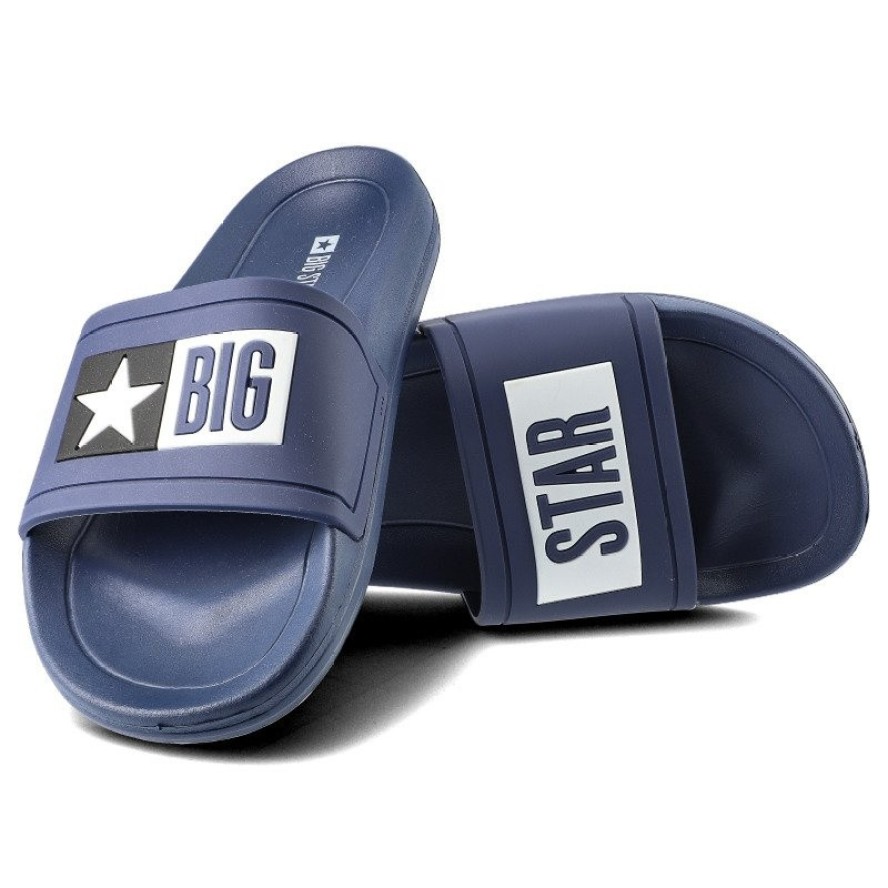 Granatowe Klapki Big Star Męskie Wodoodporne Buty