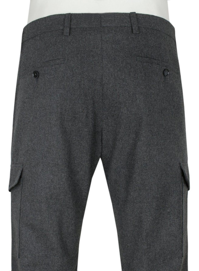 Eleganckie Spodnie Otto Kern z Domieszką Wełny z Kieszeniami z Boku (Cargo) - Grafitowe