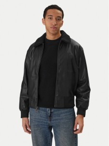 Calvin Klein Jeans Kurtka z imitacji skóry LV04RE403G Czarny Regular Fit