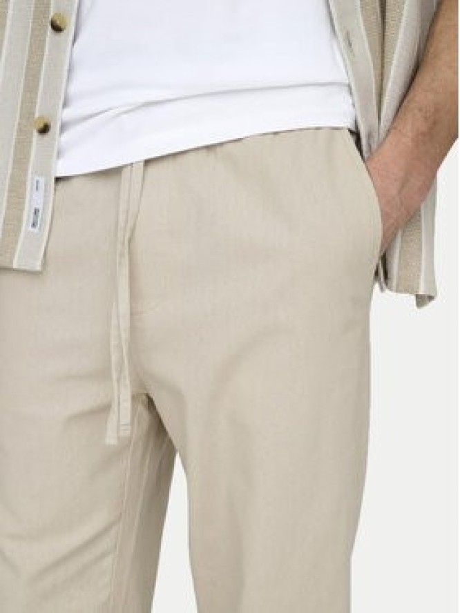 Only & Sons Spodnie materiałowe Sinus 22028267 Beżowy Loose Fit