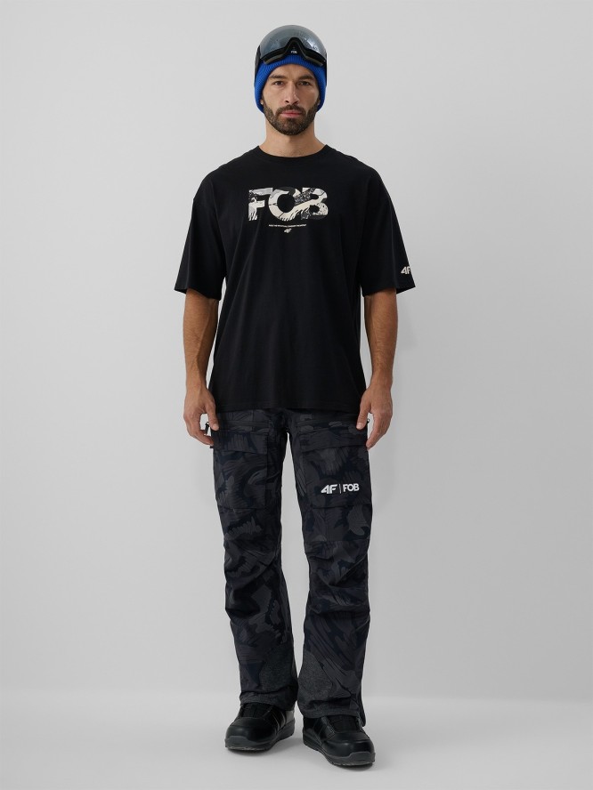 4F T-shirt loose z nadrukiem męski - czarny M