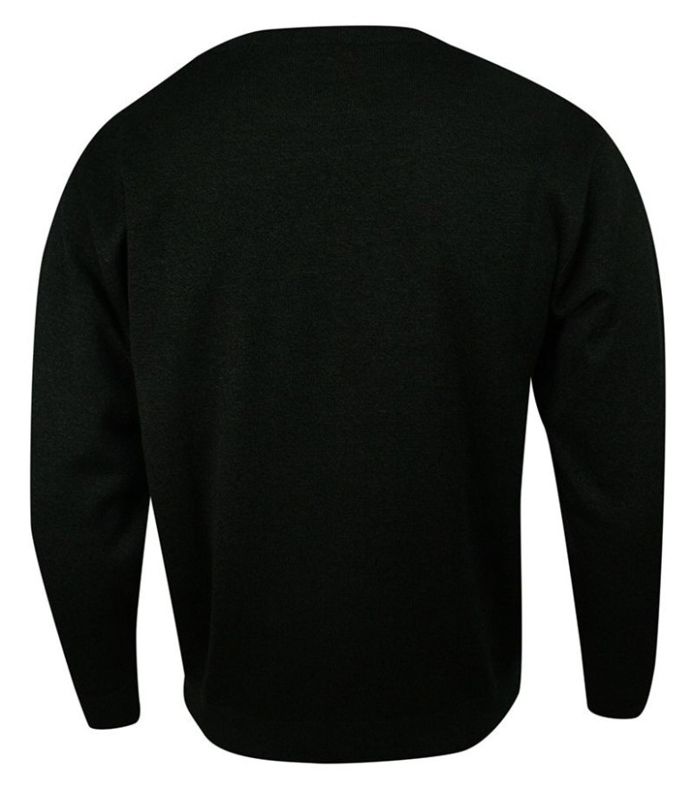 Sweter Ciemny Zielony w Paski, Okrągły Dekolt (U-neck), Męski - KINGS