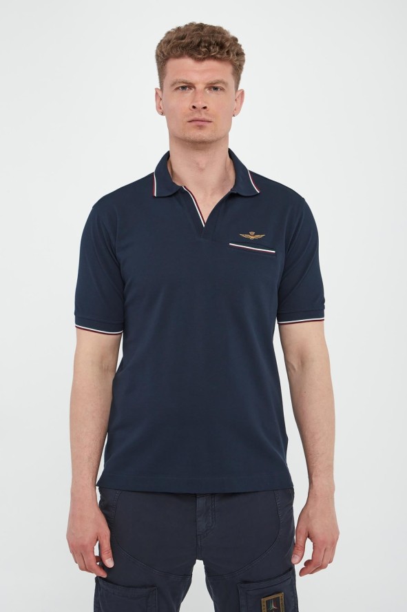 Polo męskie z haftem AERONAUTICA MILITARE