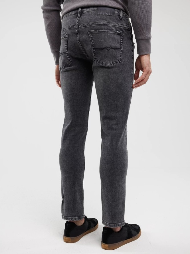 Jeansy męskie skinny z przetarciami 7/8 szare Jeffray Cropped 898