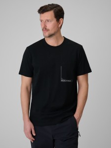 4F T-shirt regular z nadrukiem męski - czarny 3XL