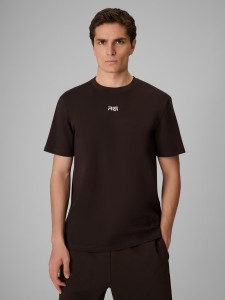 4F T-shirt regular gładki męski 4F x Robert Lewandowski - brązowy M