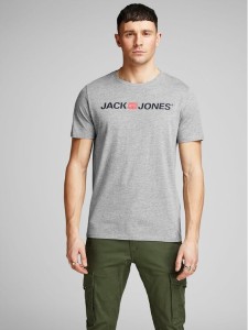 Jack & Jones T-Shirt Corp Logo 12137126 Szary Slim Fit