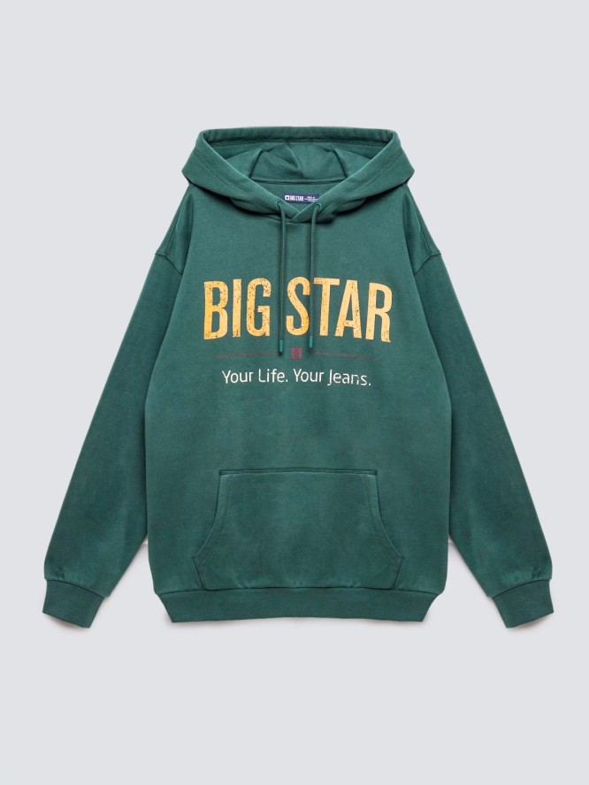 Bluza męska z kapturem z logo BIG STAR zielona Ashlyno 304