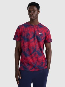 4F T-shirt regular z nadrukiem męski - czerwony S