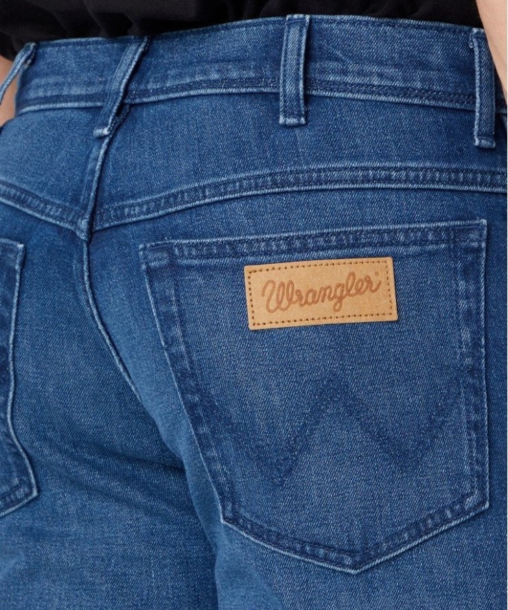 WRANGLER TEXAS MĘSKIE SPODNIE JEANSOWE JEANSY DZWONY LEON BLUE W121AG42B 112329006