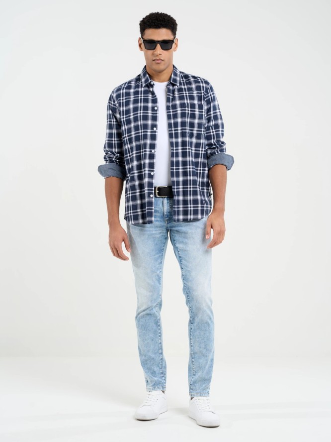 Jeansy męskie skinny marmurkowe jasnoniebieskie Jeffray 245