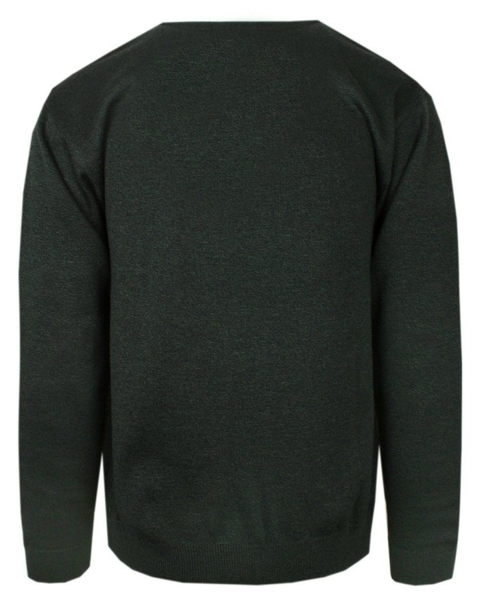 Ciemnooliwkowy Sweter w Szachownice (U-neck) - Kings