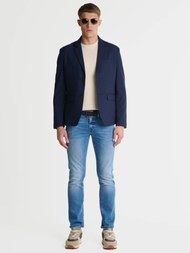 Sweter męski o teksturalnym splocie bawełniany kremowy Reylon 102