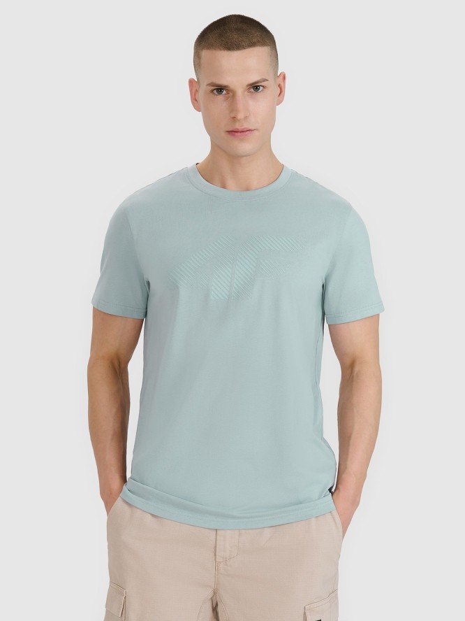 4F T-shirt regular z nadrukiem męski - niebieski L