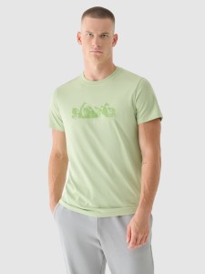 4F T-shirt regular z nadrukiem męski - oliwkowy M