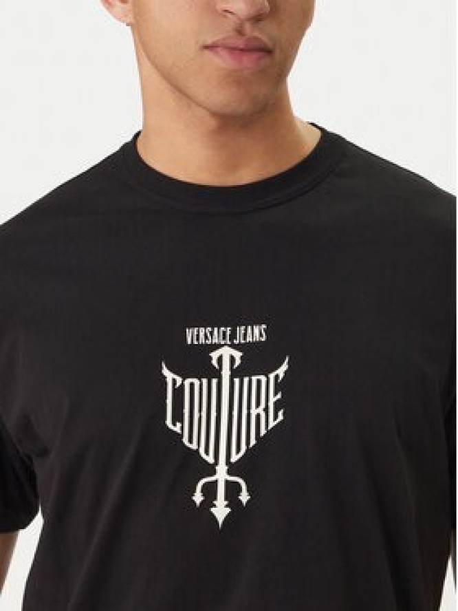 Versace Jeans T-Shirt 80GAHT14 Czarny Regular Fit