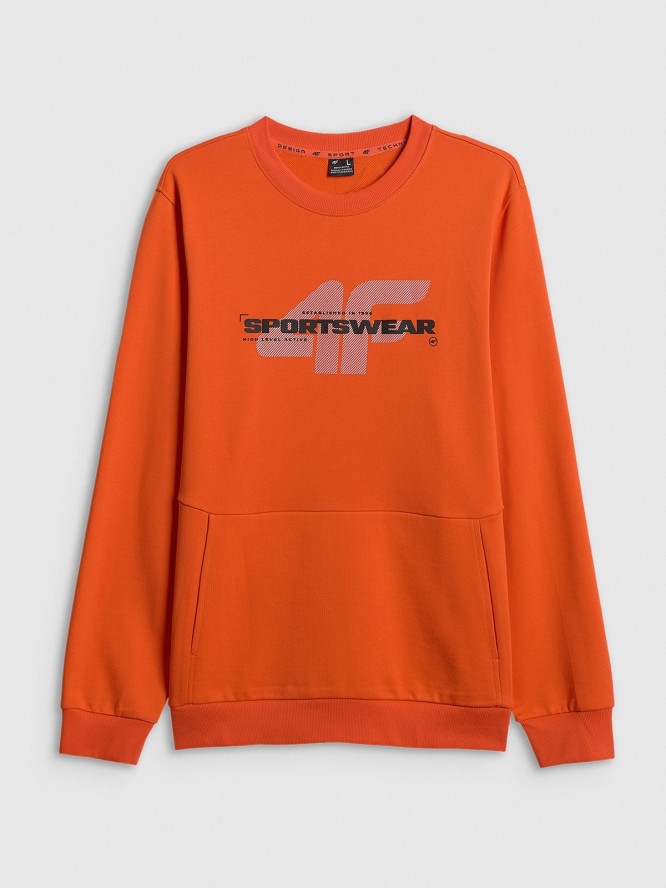 4F Bluza dresowa regular bez kaptura męska - pomarańczowa 3XL