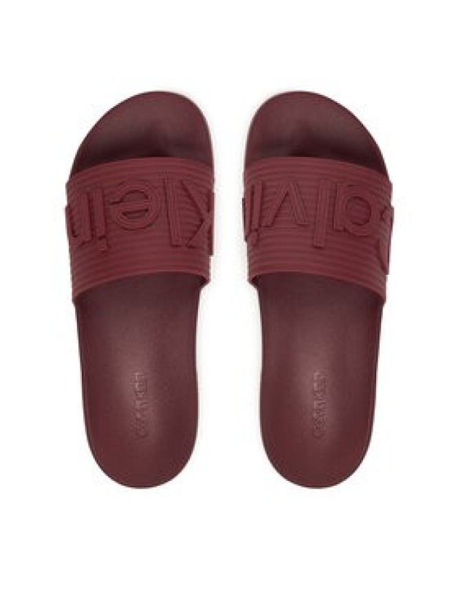 Calvin Klein Klapki Nemo - Contoured Emblem Logo Sliders HM0HM02113 Bordowy