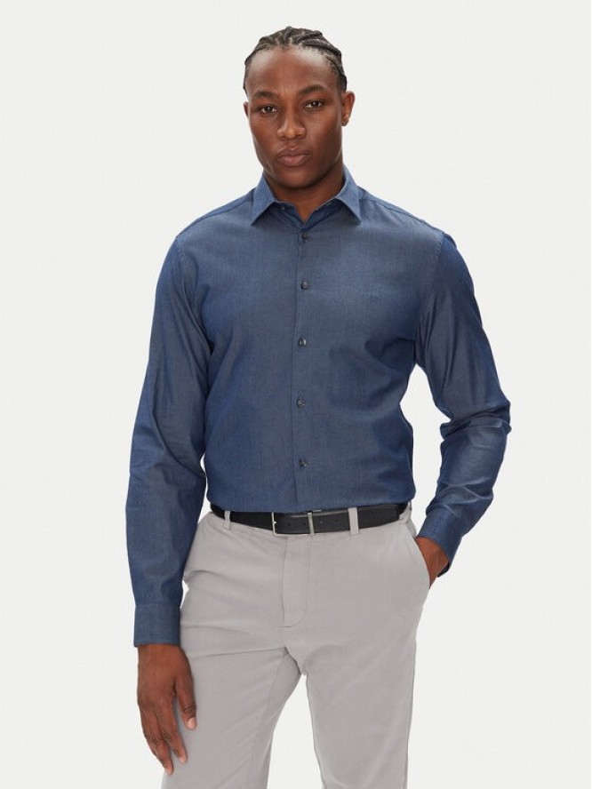 Calvin Klein Koszula LV019EU024 Granatowy Slim Fit