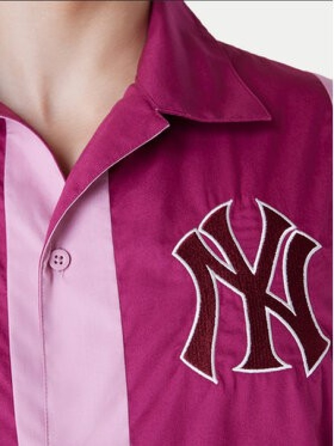 New Era Koszula New York Yankees Stripe Revere 60596341 Różowy Regular Fit