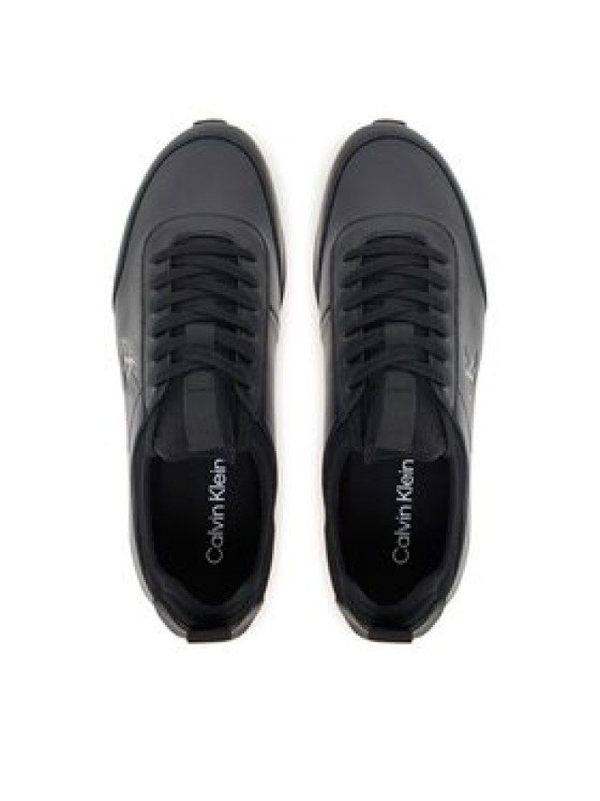 Calvin Klein Sneakersy Retro Runner Sock Laceup Lth YM0YM01362 Czarny