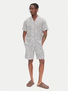 Jack & Jones Komplet koszula i szorty materiałowe Seersucker 12284648 Szary Relaxed Fit