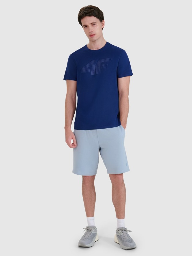 4F T-shirt regular z nadrukiem męski - granatowy XL