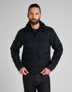 LEE CHETOPA WINTER JACKET MĘSKA KURTKA PRZEJŚCIOWA W KRATĘ NAVY L86PCS35 112122755