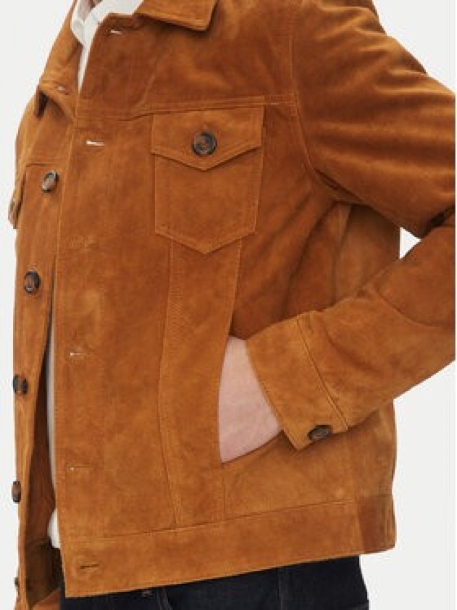 Serge Pariente Kurtka skórzana Jeans Brązowy Regular Fit