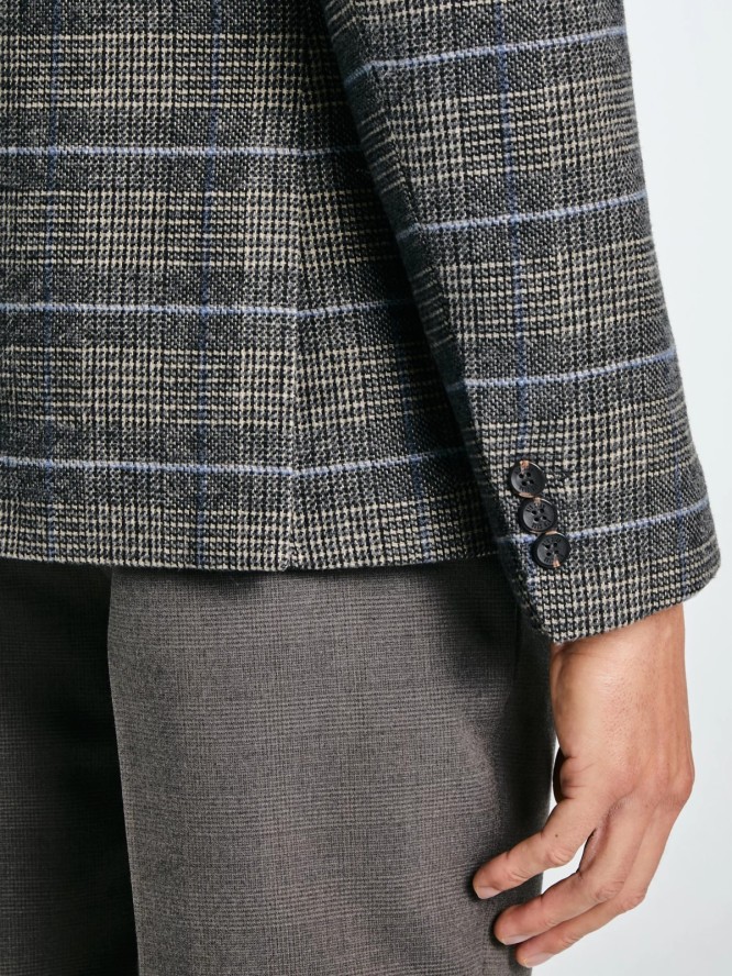 Marynarka męska z dodatkiem wełny w kratę brązowa Filo 803