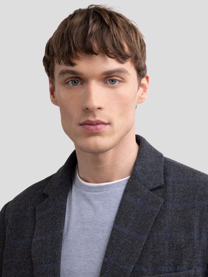 Marynarka męska w kratę z dodatkiem wełny szara Joseef 902