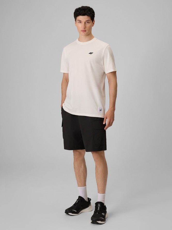 4F T-shirt relaxed z nadrukiem męski - biały XL