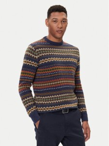 Barbour Sweter Case Fair MKN1027NY72 Granatowy Regular Fit