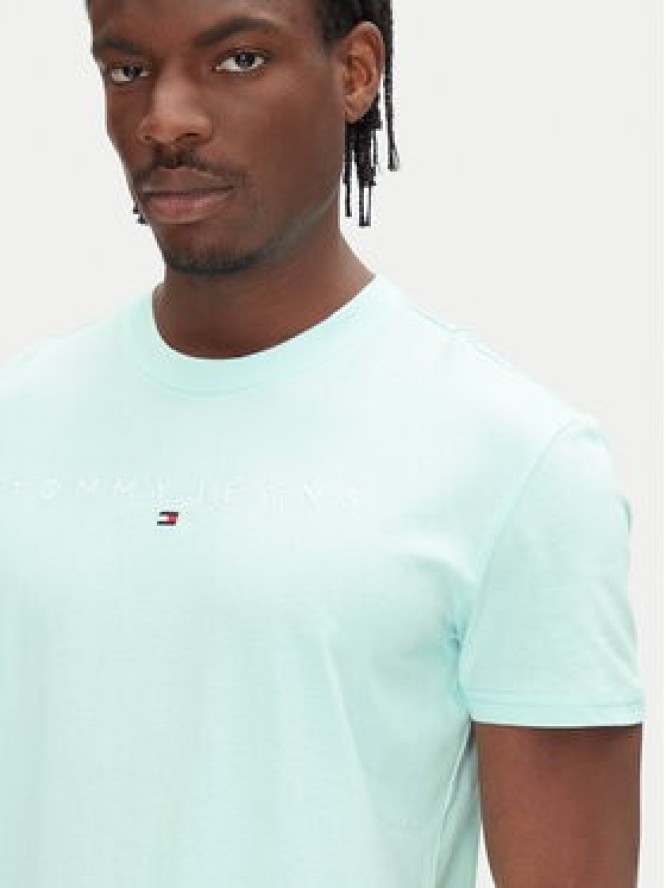 Tommy Jeans T-Shirt Linear Logo DM0DM20744 Zielony Regular Fit