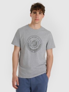 4F T-shirt regular z nadrukiem męski - szary M