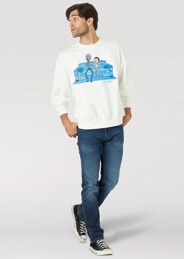 WRANGLER RICK&MORTY CREW MĘSKA BLUZA KLASYCZNA NADRUK LOGO OFF WHITE W6R1HN737 112144803