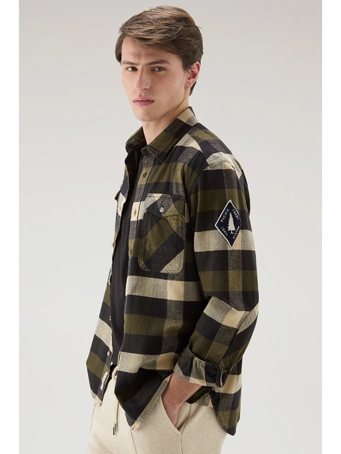 Woolrich Koszula "Trail" - Regular fit - w kolorze oliwkowo-czarno-beżowym rozmiar: S