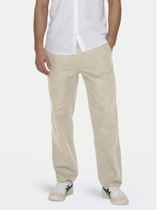 Only & Sons Spodnie materiałowe Sinus 22028267 Beżowy Loose Fit