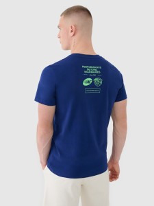 4F T-shirt regular z nadrukiem męski - granatowy S