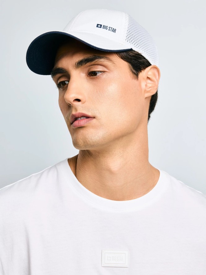 Czapka męska z daszkiem z siatką biała Vintygos 100