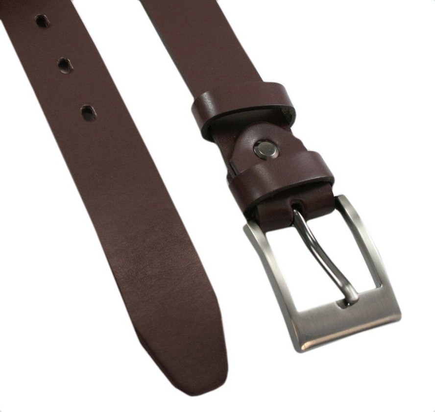 Uniwersalny Pasek Męski do Spodni - Skóra Naturalna - Ciemny Brąz