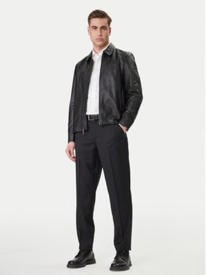 Calvin Klein Kurtka skórzana LV04LF423G Czarny Regular Fit