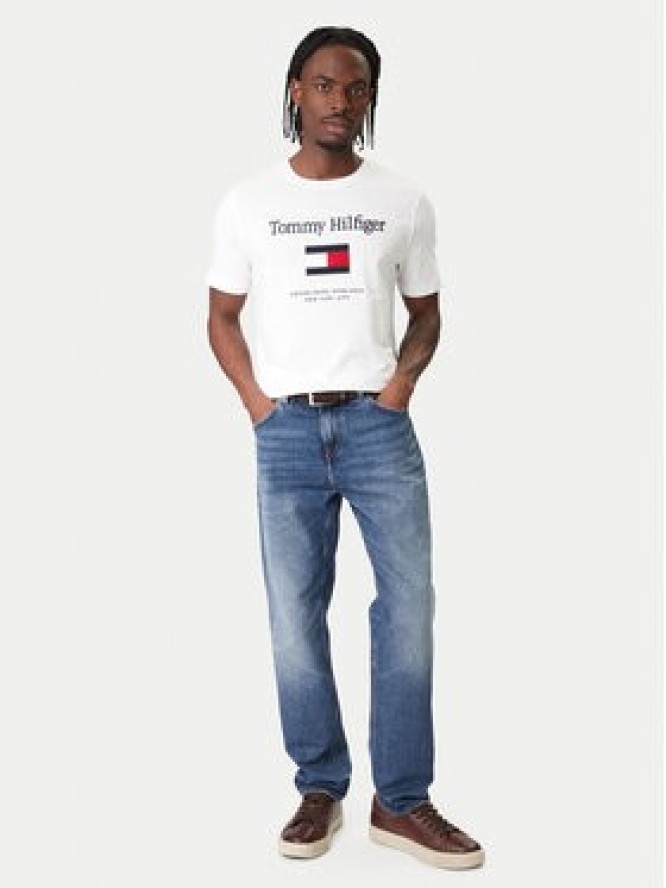 Tommy Hilfiger T-Shirt Embro Flag MW0MW42736 Biały Regular Fit