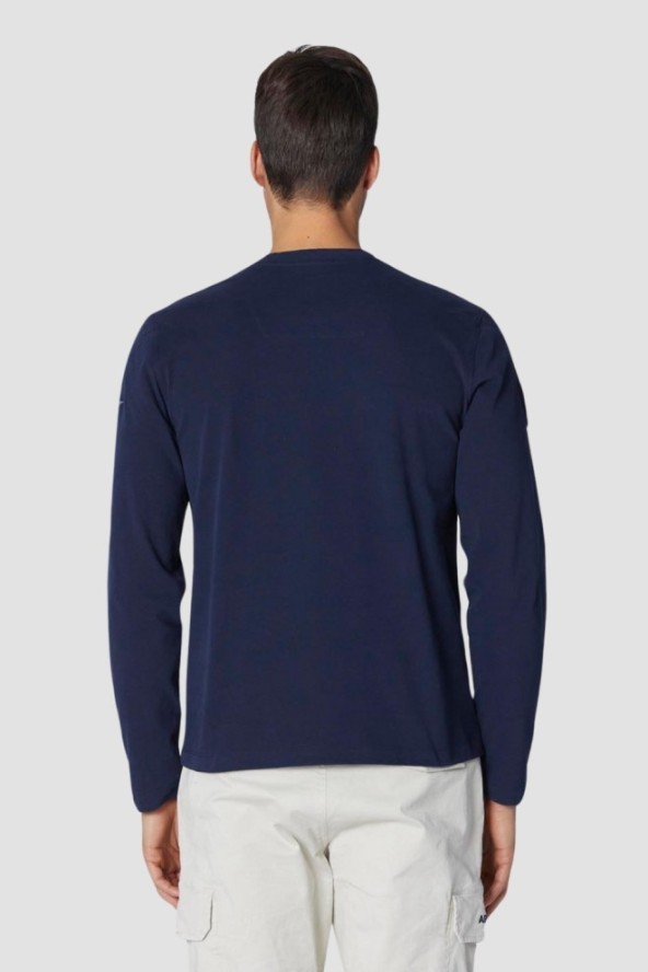 AERONAUTICA MILITARE Granatowy męski longsleeve With Patches, Rozmiar 3XL