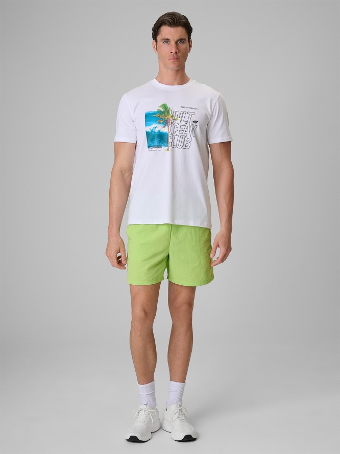 4F T-shirt regular z nadrukiem męski - biały XXL