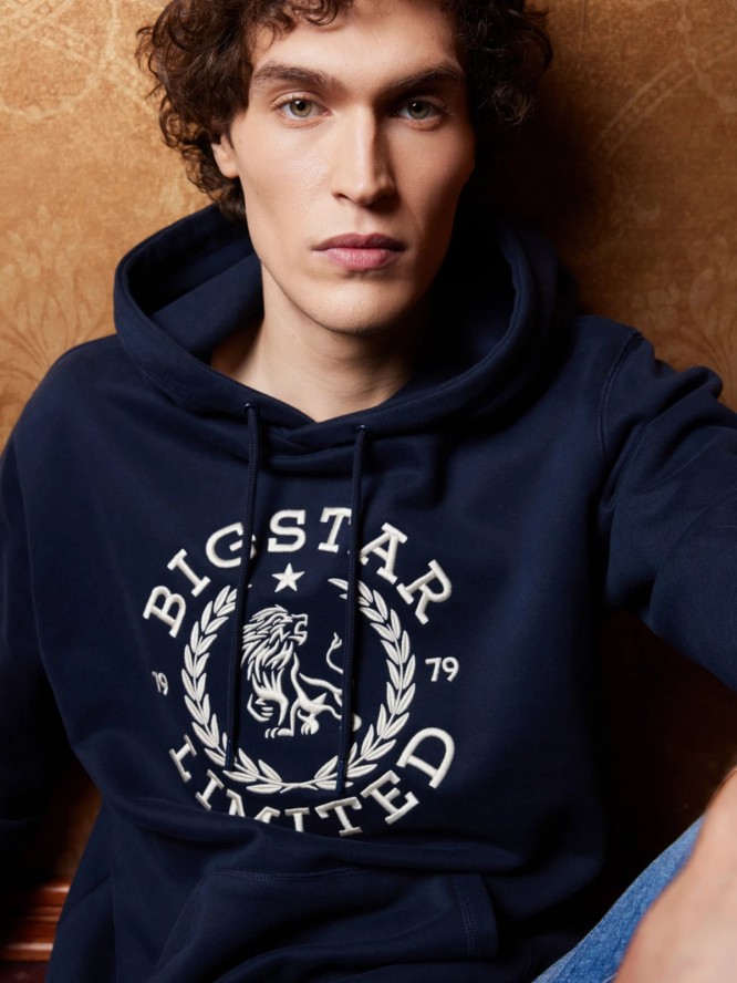 Bluza męska z kapturem granatowa Hanes 403